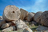 Selinunte the temple hill. Temple G (VI-V c BC), dedicated to Apollo it is one of the largest Greek temples ever attempted. Ruins are left on the ground in a gigantic and fascinating heap of ruins. 